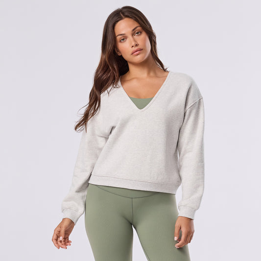 Deep V-Neck Sweatshirt | Tops > Sweaters & Hoodies | Tavi – Tavi Active