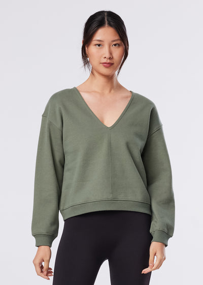 Deep V-Neck Sweatshirt | Tops > Sweaters & Hoodies | Tavi – Tavi Active