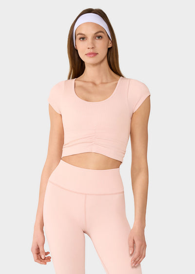 Seamless Ruched Rib Tee | Tops > Short Sleeve | Tavi – Tavi Active