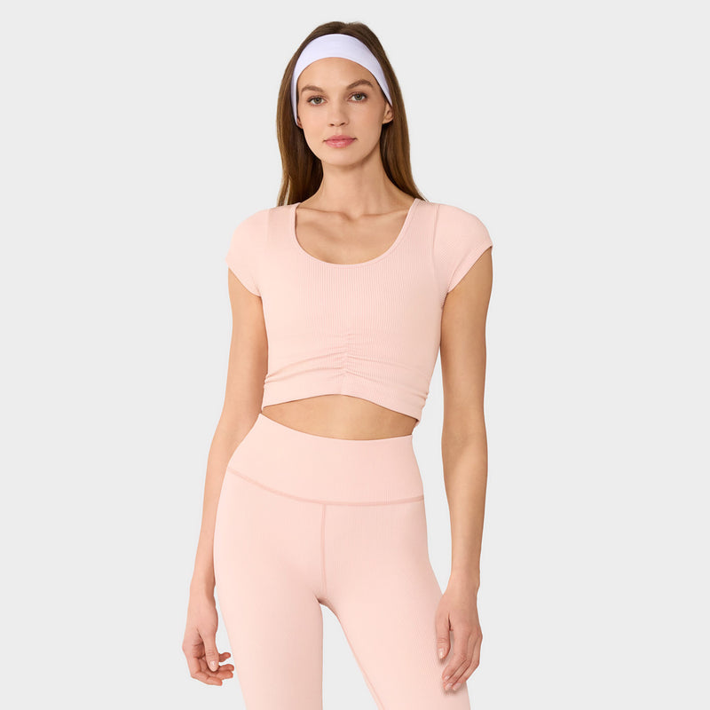 Seamless Ruched Rib Tee | Tops > Short Sleeve | Tavi – Tavi Active