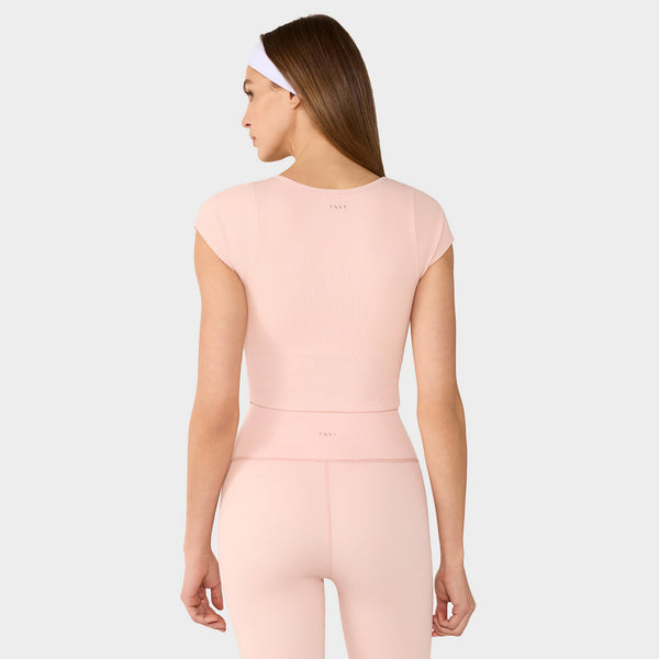 Seamless Ruched Rib Tee | Tops > Short Sleeve | Tavi – Tavi Active