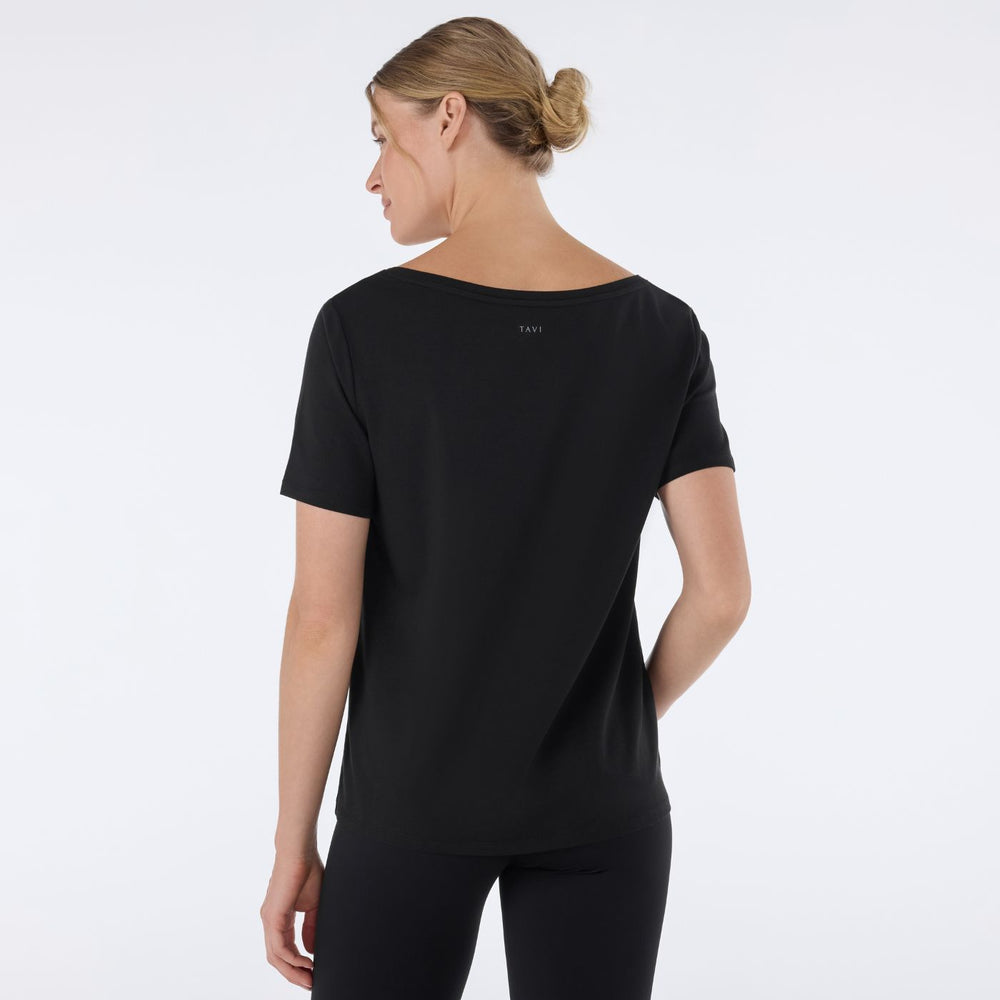 Wide Scoop Neck Relaxed Tee | Tops > Short Sleeve | Tavi – Tavi Active