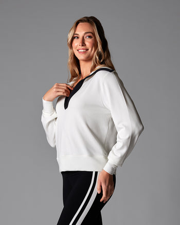 # Cozy Collared Sweatshirt | Tops > Sweaters & Hoodies | Tavi – ToeSox | Tavi | Vooray