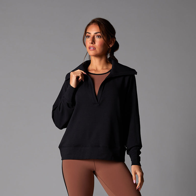 # Cozy Collared Sweatshirt | Tops > Sweaters & Hoodies | Tavi – ToeSox | Tavi | Vooray
